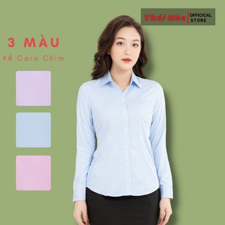Áo sơ mi nữ công sở dài tay vải cotton kẻ caro tăm Áo sơ mi nữ Thái Hòa 631