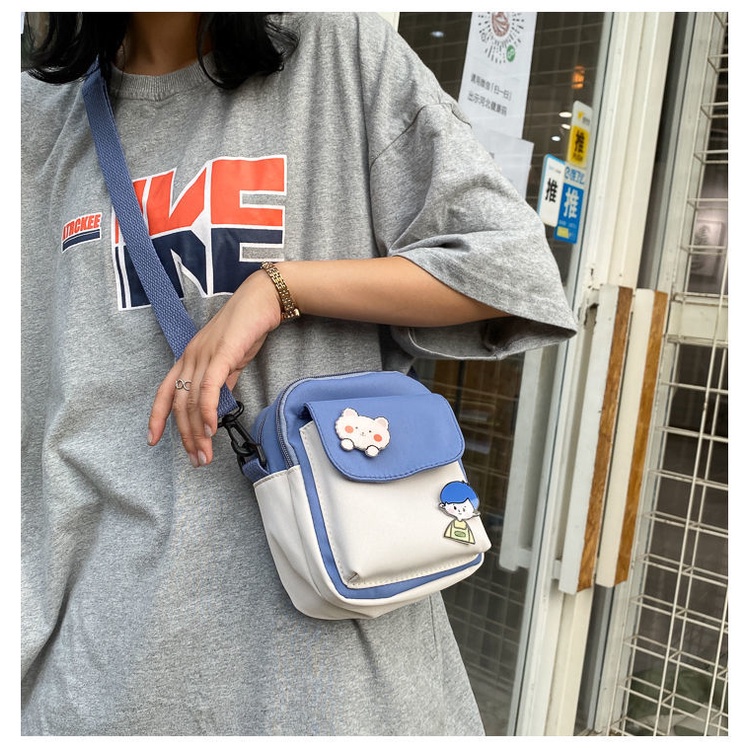 Túi Đeo Vai Bằng Vải Canvas Thiết Kế Nhỏ Gọn Dễ Phối Đồ