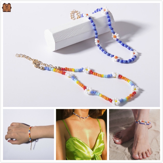 Vòng Tay Đính Hoa Cúc Phong Cách Bohemian