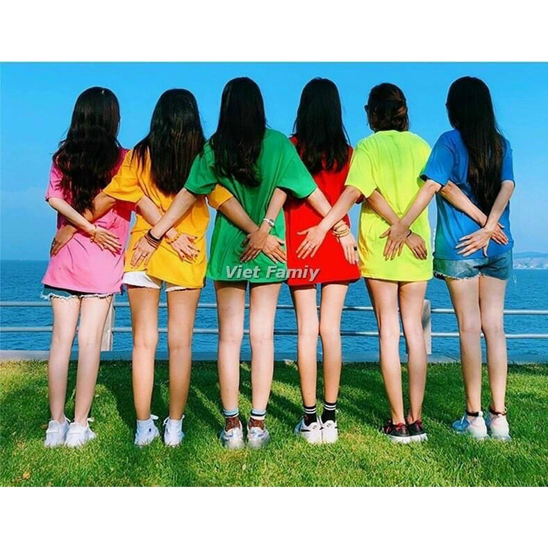 Áo gia đình , Đồ đi biển , áo nhóm , áo đồng phục Áo thun trơn tay lỡ unisex cho nam và nữ Chất liệu vải Cotton loại 1
