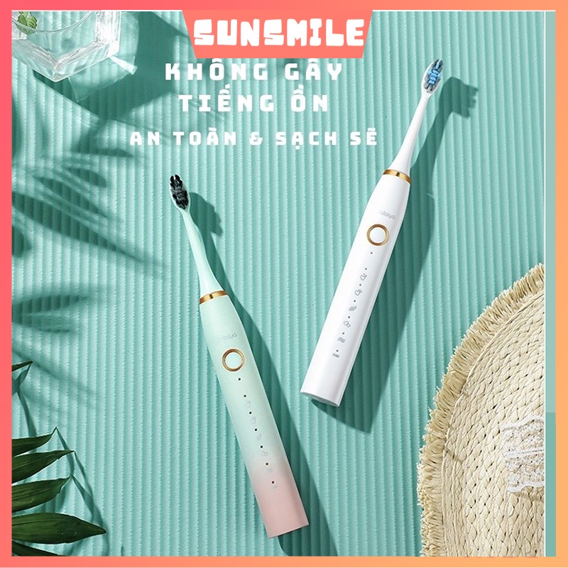 Bàn chải điện người lớn JIALAIYA - SUN SMILE - bàn chải thế hệ mới 2IN1 có tặng kèm đầu thay thế tiện lợi