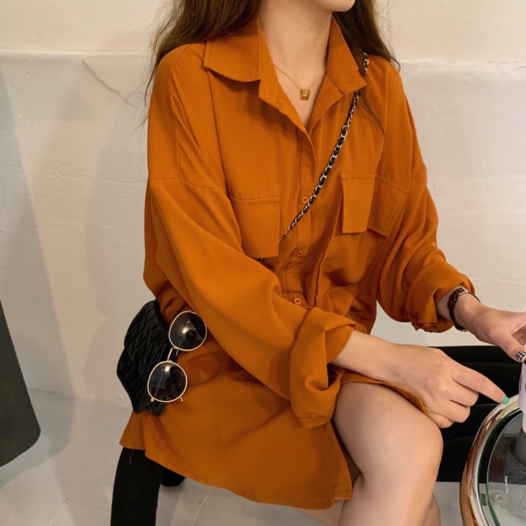 SUXI  Áo tay dài dáng rộng phong cách retro Hàn Quốc