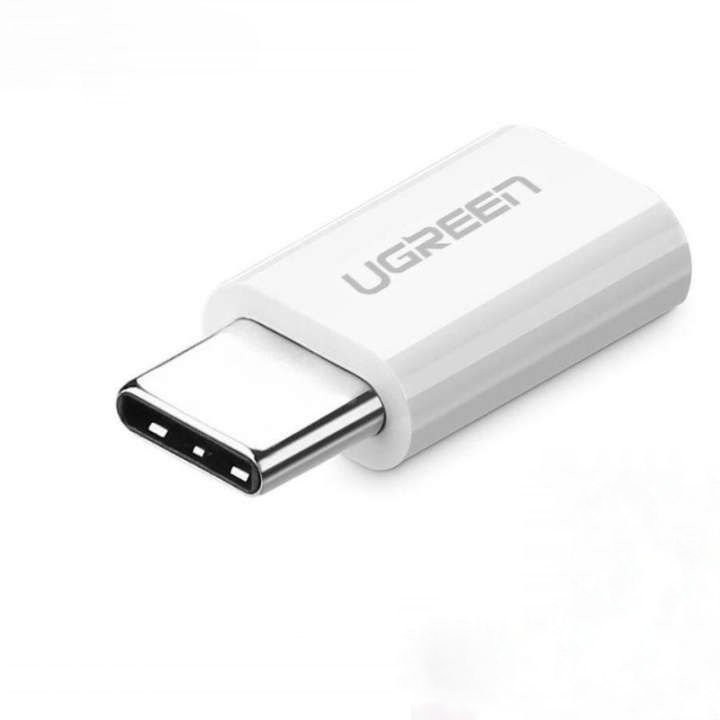 Đầu chuyển Micro USB sang USB type C, kích thước 18*13*6,6mm UGREEN US157