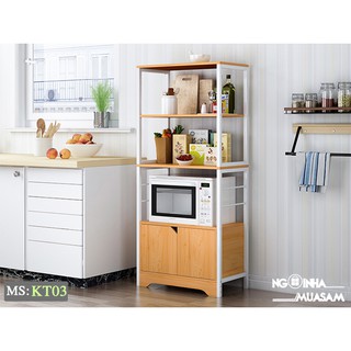Kệ lò vi sóng, lò nướng Khung sắt , Gỗ MDF  KT03 - 162x40x60 cm