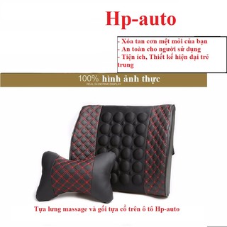 Bộ sản phẩm Gối Tựa Đầu và Đệm Tựa Lưng Massage Hp-auto (màu đen chỉ đỏ)