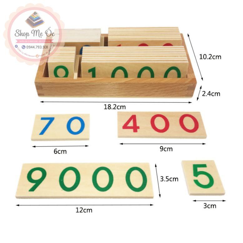 Hộp thẻ số bằng gỗ 1-9000 loại nhỏ Montessori (Mini Wooden Number Cards With Box 1-9000)