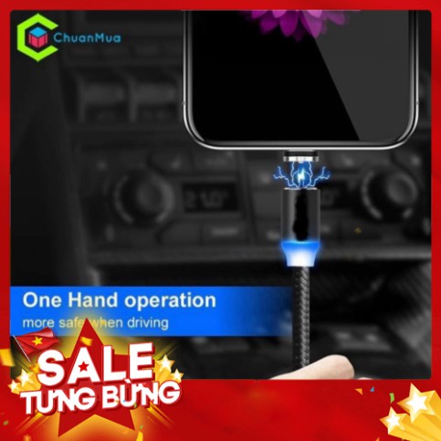 [FREE SHIP] 💥[CÁP SẠC NHANH]💥Cáp sạc từ hít nam châm 3 đầu Android và iPhone 360 độ dây dù, scaj tự ngắt , có đèn LED 