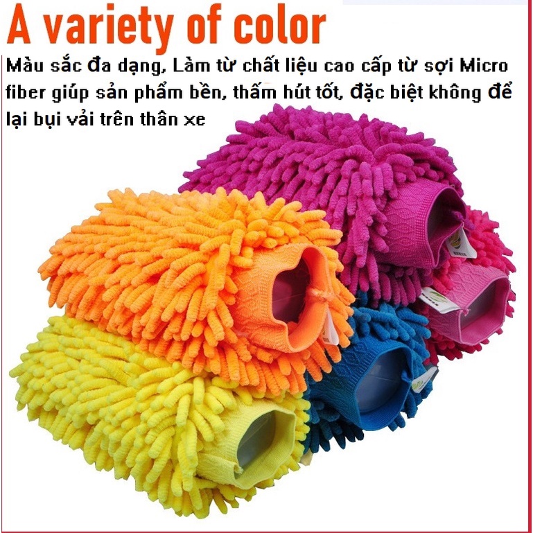 Găng Tay Rửa Xe Máy, Xe Hơi, làm từ sợi Micro fiber không để lại sợi vải trên thân xe, Siêu Rẻ, Siêu Bền