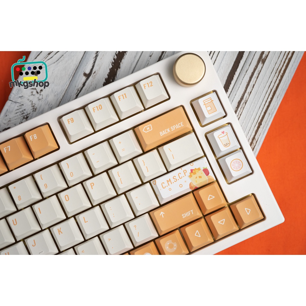 Keycap Mango Juice sinh tố xoài, nhựa PBT in nhiệt, 132 nút bàn phím cơ, cherry profile