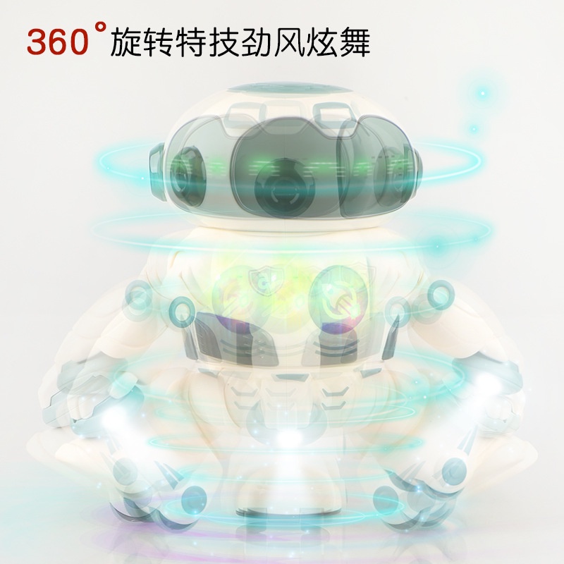 Đồ chơi Robot nhảy múa tự phát sáng, Robot di chuyển thông minh xoay 360