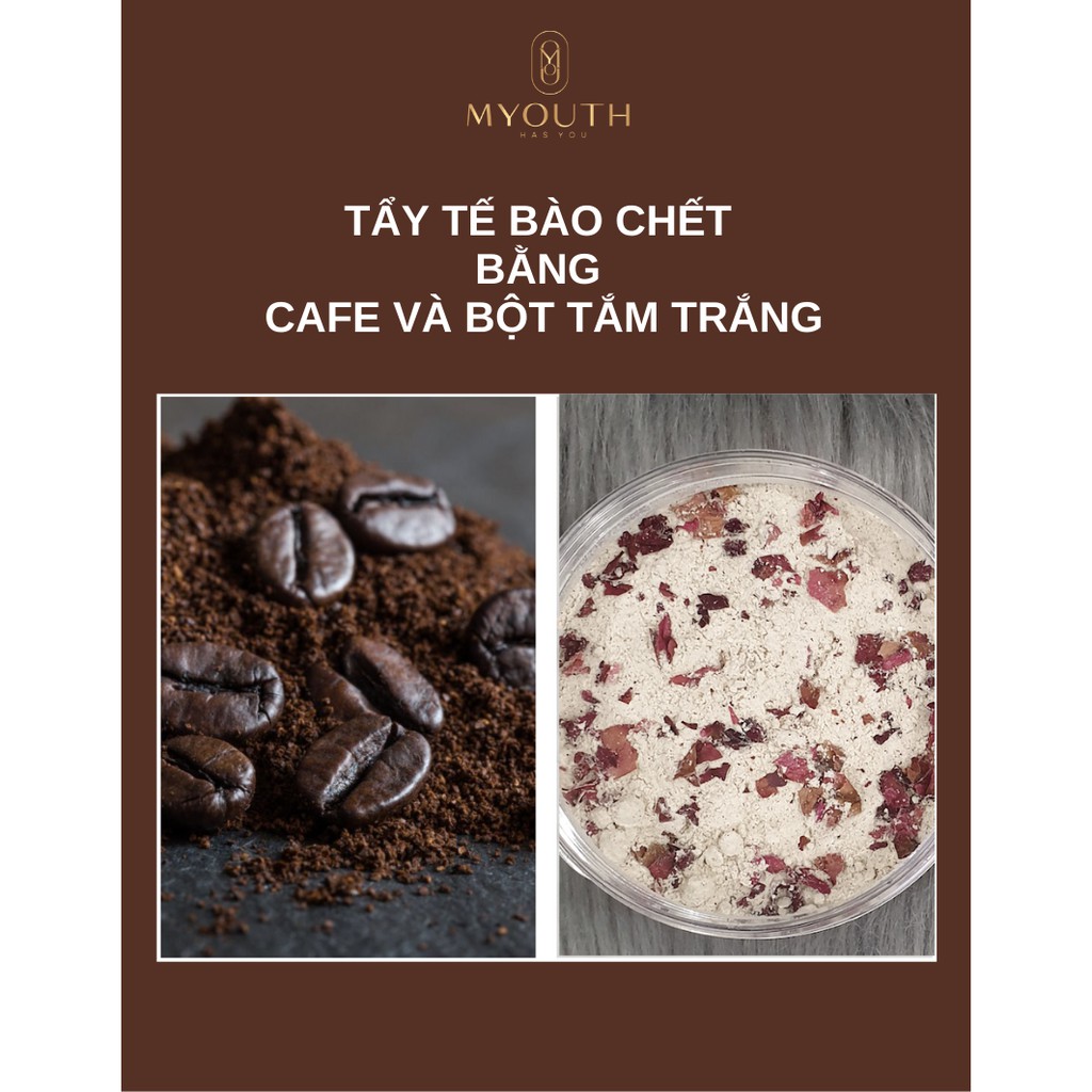 Bã cafe nguyên chất, mịn pha máy, tẩy tế bào chết kết hợp 15 loại cây cỏ tự nhiên