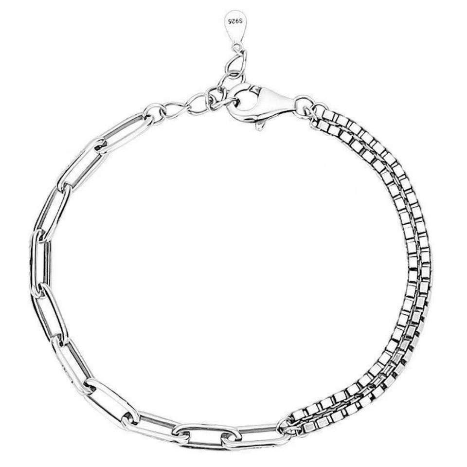 Bộ 2 vòng đeo tay mạ bạc 925 thiết kế trái tim thời trang dành cho các cặp đôi