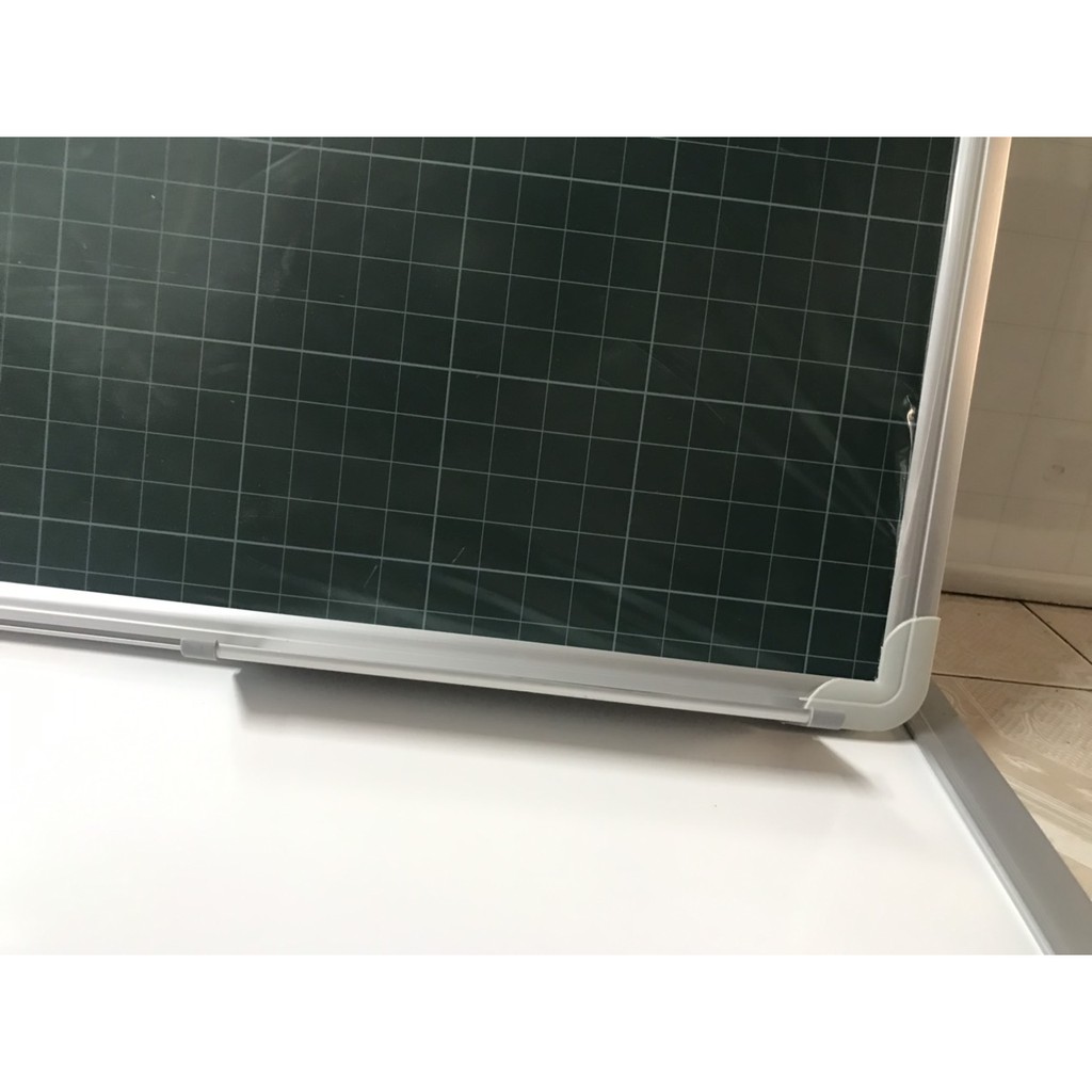 Bảng từ xanh viết phấn (60x80cm) kẻ ô ly tiểu học - Tặng hộp phấn, bông lau, nam châm