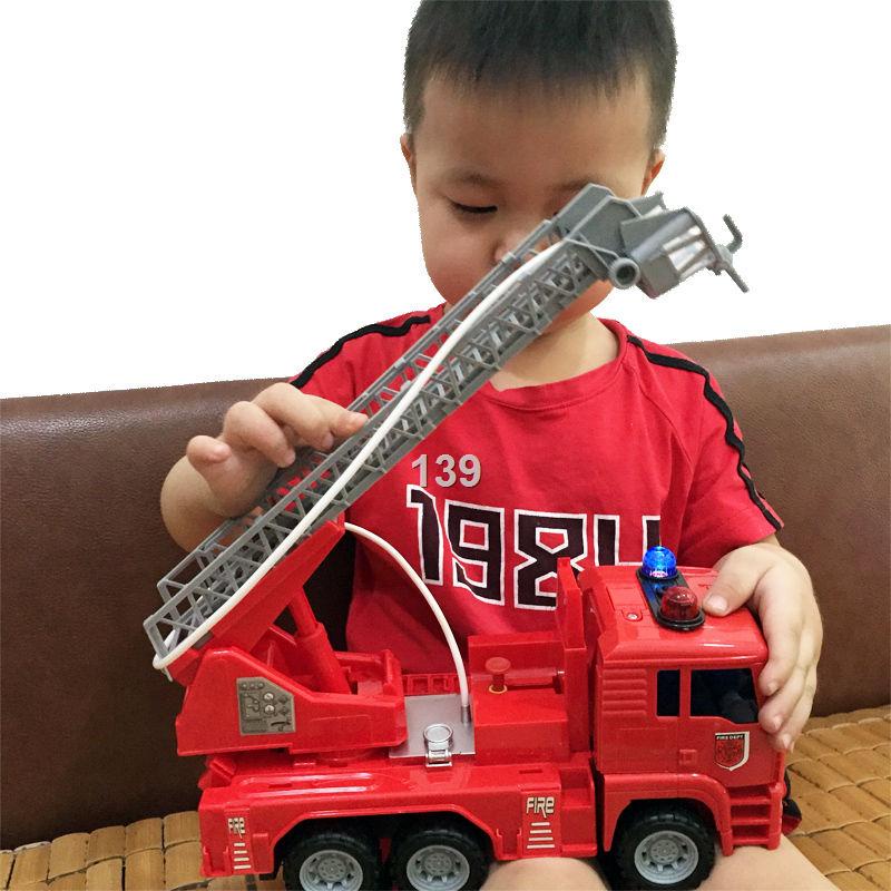 YBộ đồ chơi xe cứu hỏa phun nước mô hình lớn dành cho trẻ em thang quán tính tải kỹ thuật bé trai