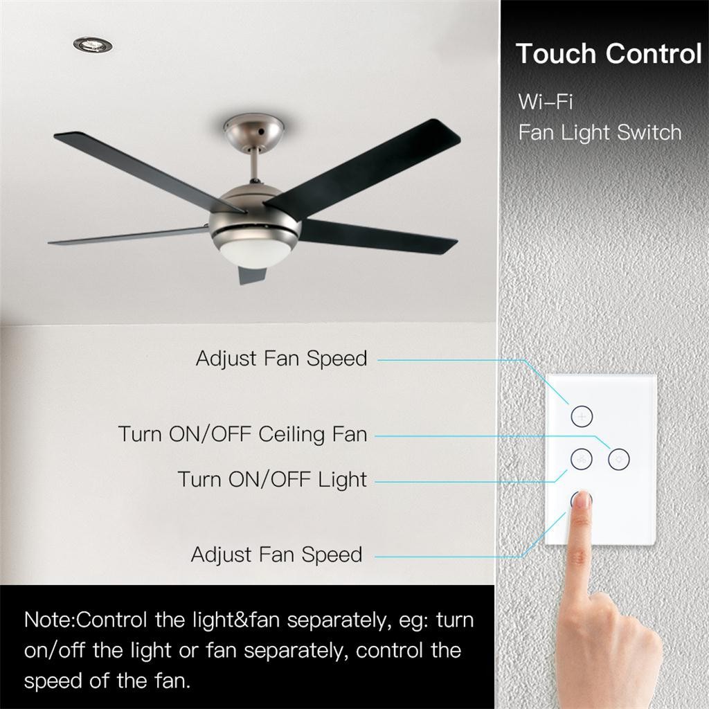 Công Tắc Wifi Tuya Điều Khiển Quạt Trần Có Nút Bóng Đèn Hẹn Giờ Bật Tắt Điều Khiển Từ Xa Bằng Điện Thoại