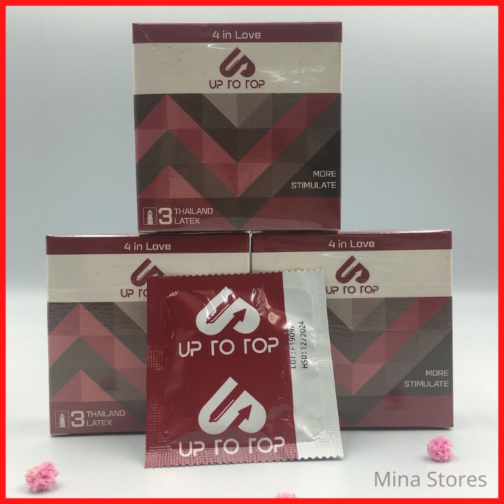 CONDOM - Bao cao su Gân Gai Kéo dài thời gian UP TO TOP 4 in Love (Hộp 3 cái)