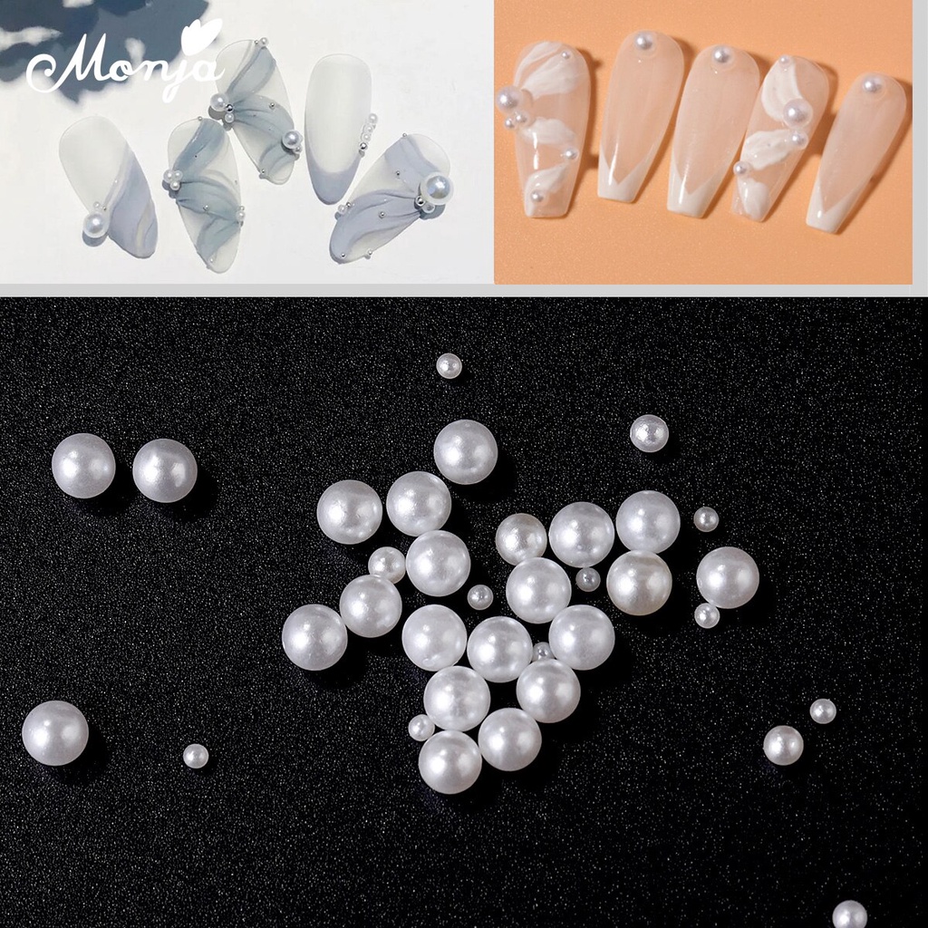 MONJA [Hàng mới về] Hộp ngọc trai giả 3d dùng trang trí móng 2 loại tùy chọn