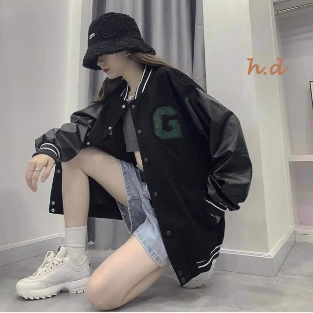 Áo bomber logo G tay bóng HDN876