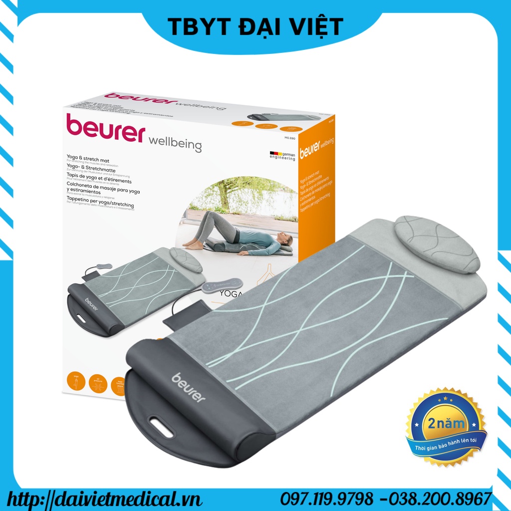 Thảm massage yoga Beurer MG280 giúp thư giãn đẩy lùi căng cơ Đệm massage có 7 luồng khí giúp bạn massage toàn thân MG280