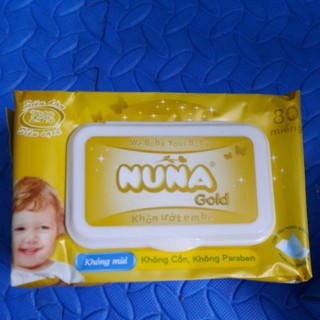 khăn ướt nuna gold 80 miếng - không mùi không cồn không paraben