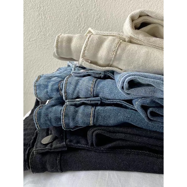 BASIC JEANS - Quần jeans cạp cao gập gấu ống đứng, chất liệu co dãn độ dày vừa phải, dễ mặc tôn dáng