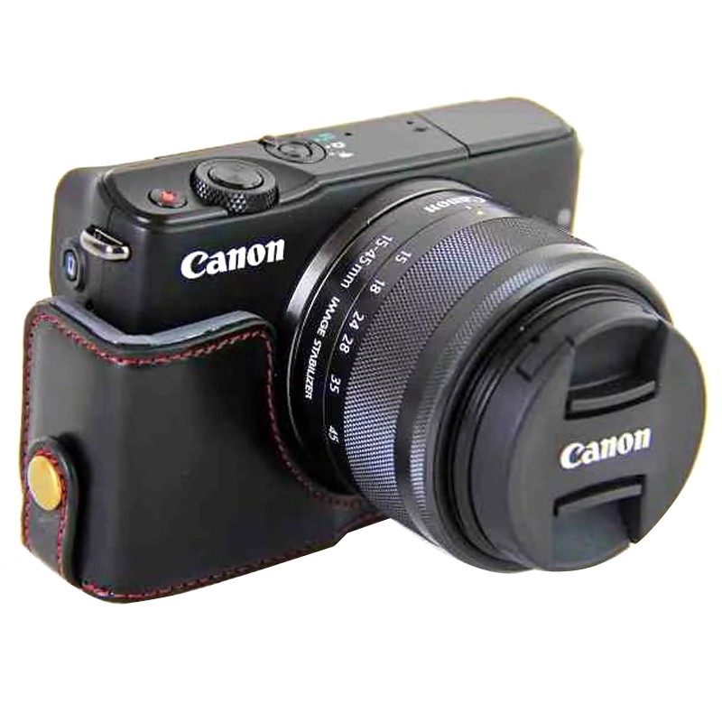 Vỏ da PU nửa thân bảo vệ dành cho máy Canon EOS M10/ M100/ M200