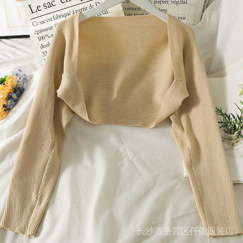 Áo Cardigan Dệt Kim Mỏng Tay Lỡ Dáng Ngắn Phong Cách Pháp Thời Trang Xuân Thu Hàng Mới