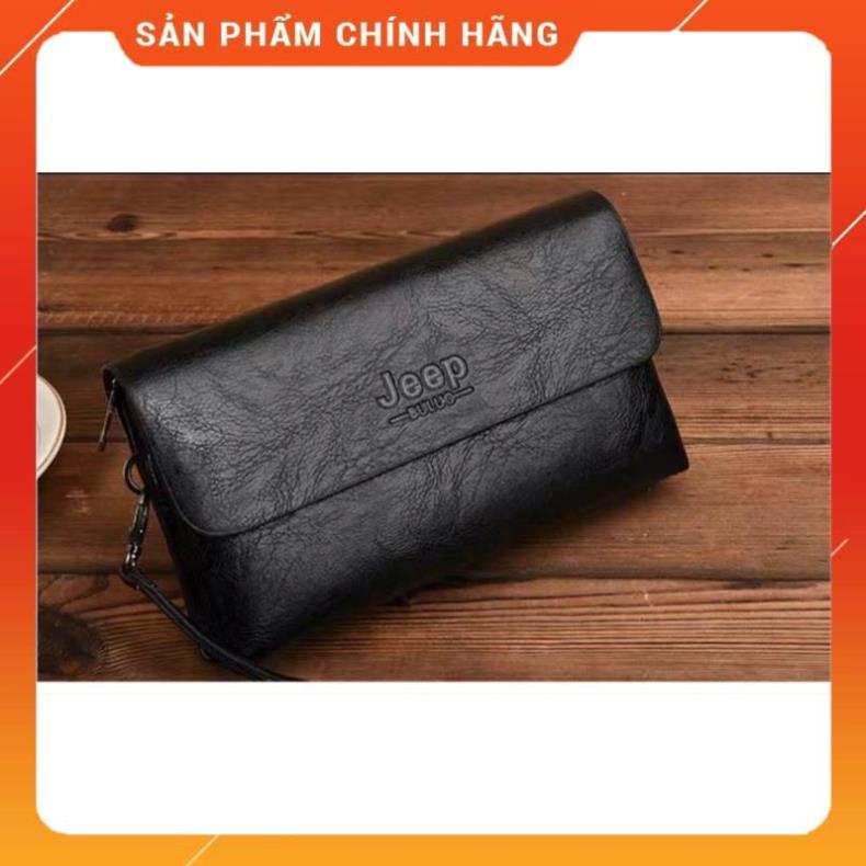 Ví nam da bò cầm tay dáng dài JEEP BULUO bóp nhiều ngăn để điện thoại giấy tờ làm công sở đa năng VCT1