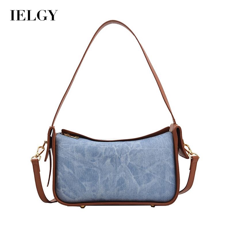 IELGY Túi Đeo Chéo Vuông Nhỏ Bằng Da Mềm Màu Tương Phản Cho Nữ