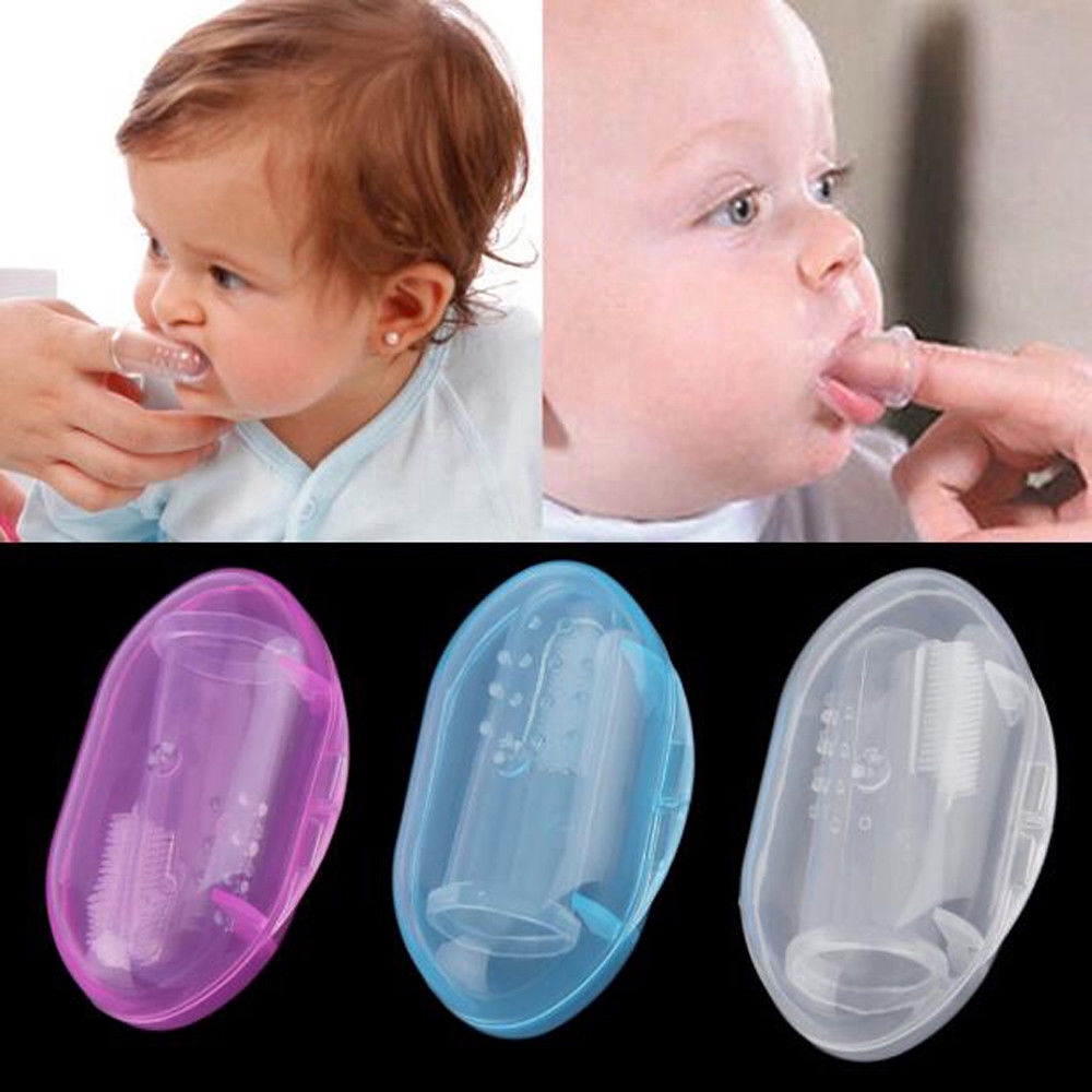 Đầu ngón tay silicone gắn bàn chải đánh răng cho bé