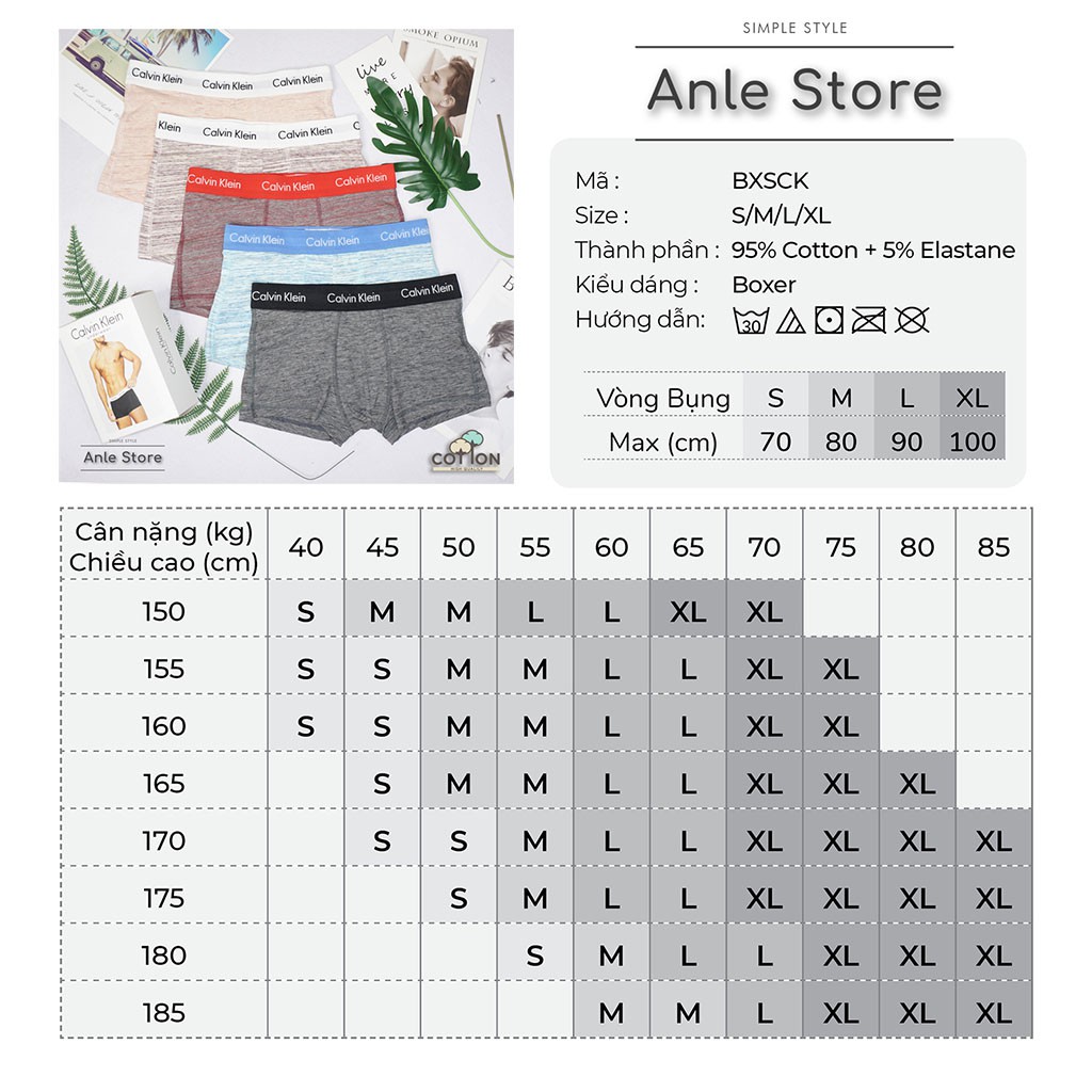 Quần lót nam BOXER Đùi hàng xuất USA Low Rise Trunk COTTON Elastane dãn 4 chiều - Quần sịp nam Kẻ Xược BXAEX Anle Store