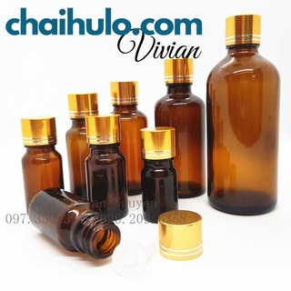 {70 chai 50ml nâu} đựng tinh dầu nắp vàng vạch
