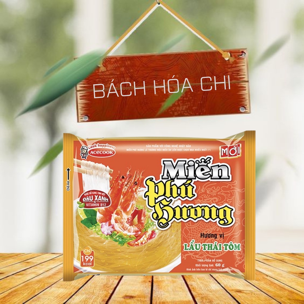 Thùng 24 gói miến Phú Hương vị lẩu Thái tôm 63g