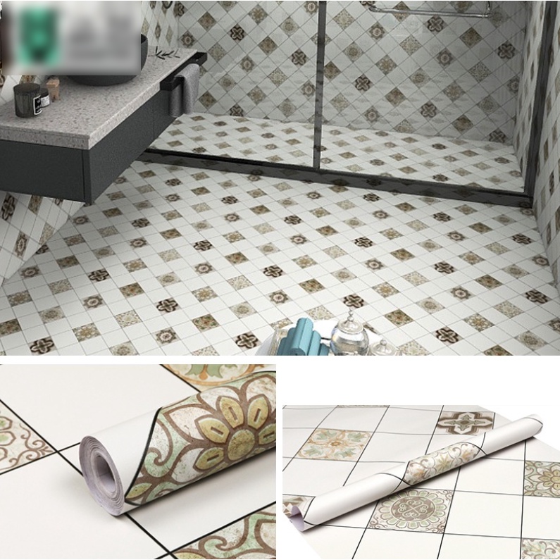 1 mét decal giấy dán nền dán sàn nhà Ô GẠCH HS2005