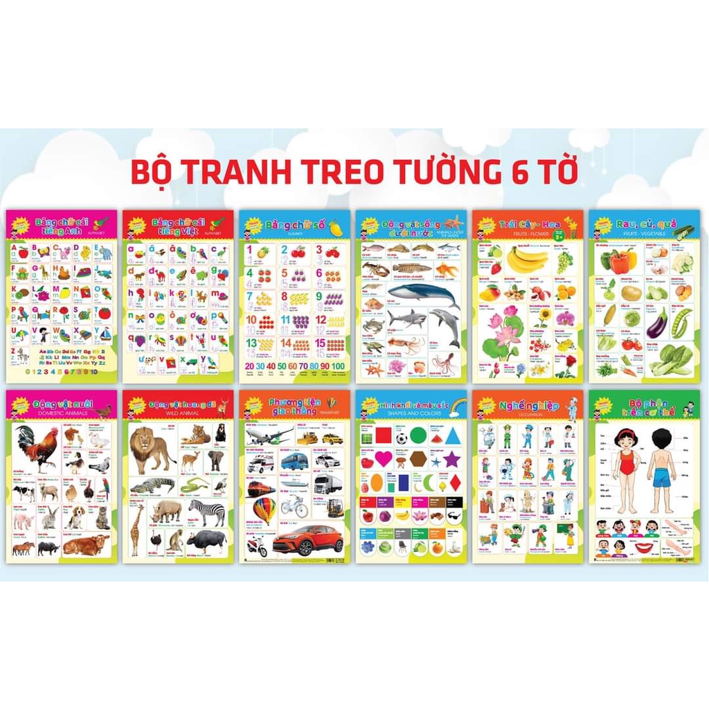 Tranh treo tường 14 chủ đề cho bé học