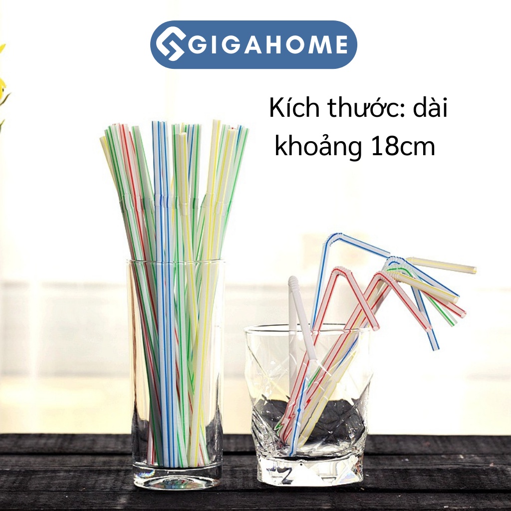 Combo 100 Ống Hút Nhựa Khuỷu Tay Thân Thiện Môi Trường GIGAHOME 9352