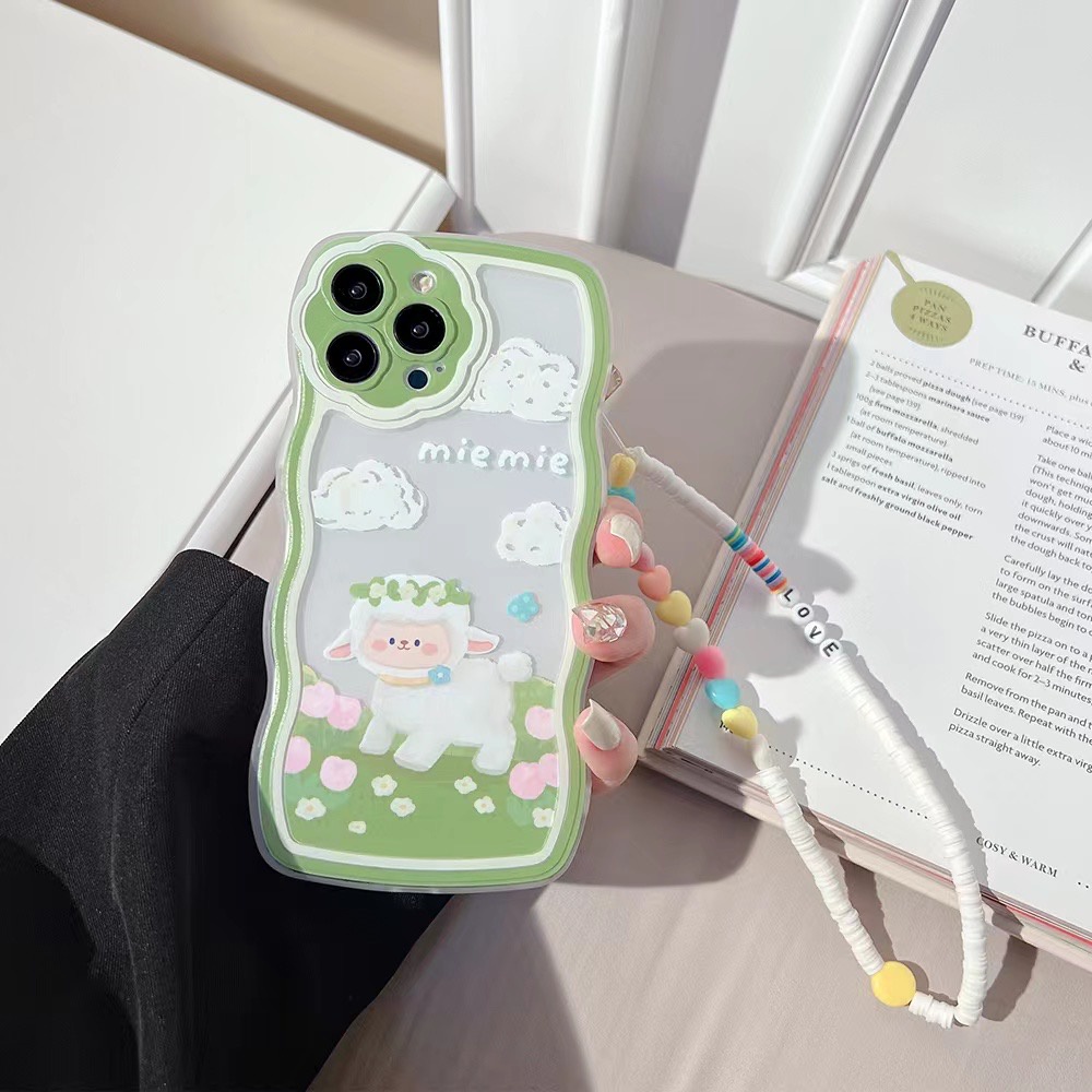 Ốp Điện Thoại tpu Mềm Họa Tiết Cừu Gắn Dây Xích Cho Iphone 12 pro max 11 pro max xs max xr x 13promax 7plus