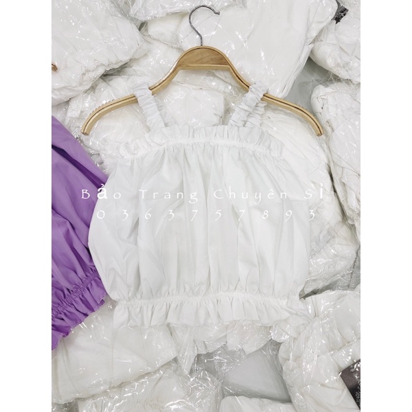 Áo 2 Dây Bèo Nhún Ôm Body Phong Cách Trẻ Trung Có Ảnh Thật- Áo Hai Dây 3 Màu Kiểu Dáng Nữ Tính Thời Trang