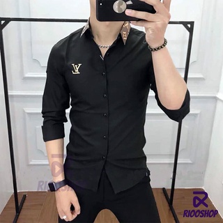 [XẢ KHO] Áo sơ mi nam tay dài trắng và đen đẹp logo thêu cao cấp RSM043