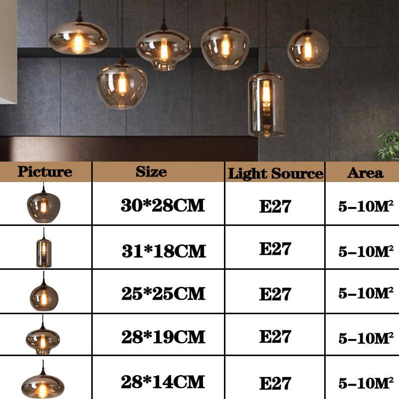 Đèn Treo Trần Nhà Bằng Kính Màu Xám Nhạt Phong Cách Bắc Âu Hiện Đại