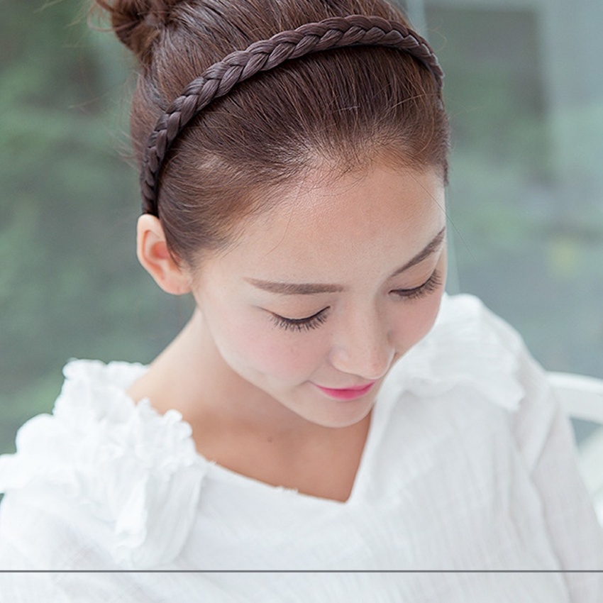 Bờm băng đô tóc giả tết thắt bím phong cách Hàn Quốc