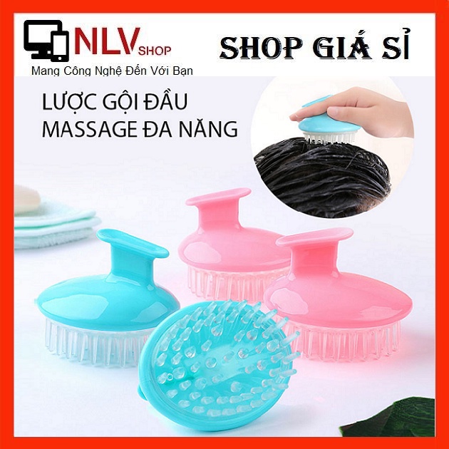 Lược Cầu Gai Massage Đầu Silicon Có Tay Cầm Nhiều Màu