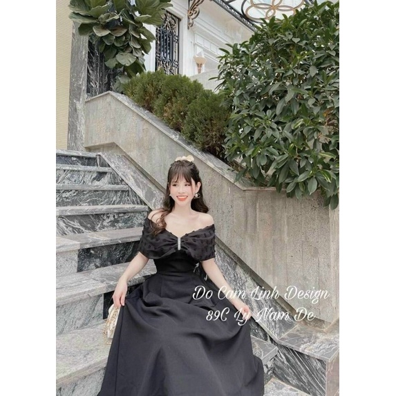 Đầm dự tiệc maxi trễ vai đính đá