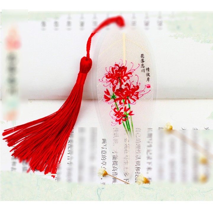 Bookmark gân lá hình hoa bỉ ngạn vong xuyên bookmark cổ trang kẹp sách đánh dấu trang