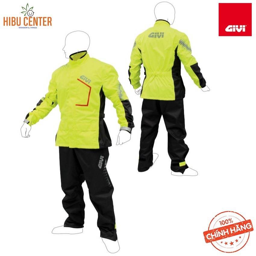 Áo Mưa Bộ Givi PRS04 Vàng Neon Hàng Chính Hãng