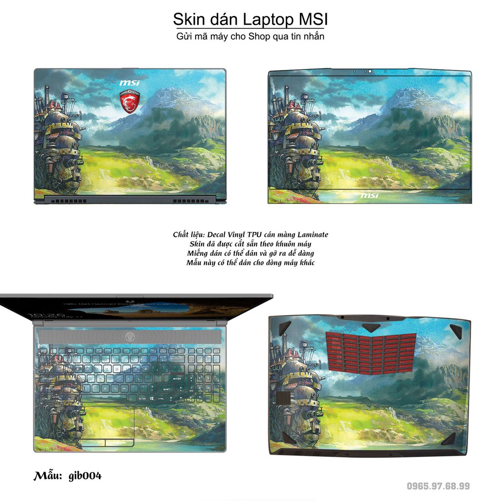 Skin dán Laptop MSI in hình Ghibli (inbox mã máy cho Shop)