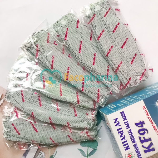 Khẩu trang kf94 hàn quốc chính hãng Khánh An 4 lớp chống tia uv chống nắng kín mặt cao cấp kháng khuẩn Hộp 30c KAKF94O