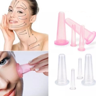 [Hàng mới về] Bộ 4 Cốc Giác Hơi Massage Mặt Bằng Silicon Tự Nhiên