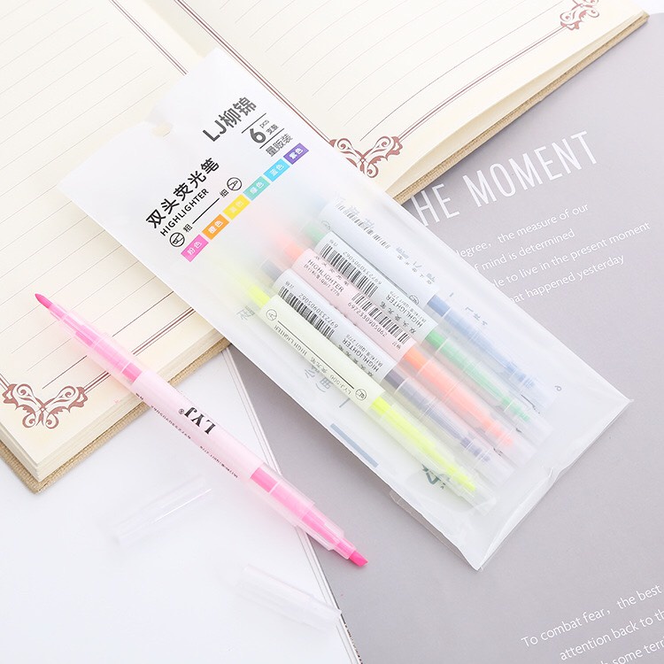 Bút dạ quang 6, 12 màu Highlight pastel LYJ, bút đánh dấu nhớ dòng cute nhiều màu marker dễ thương - Sleil Home