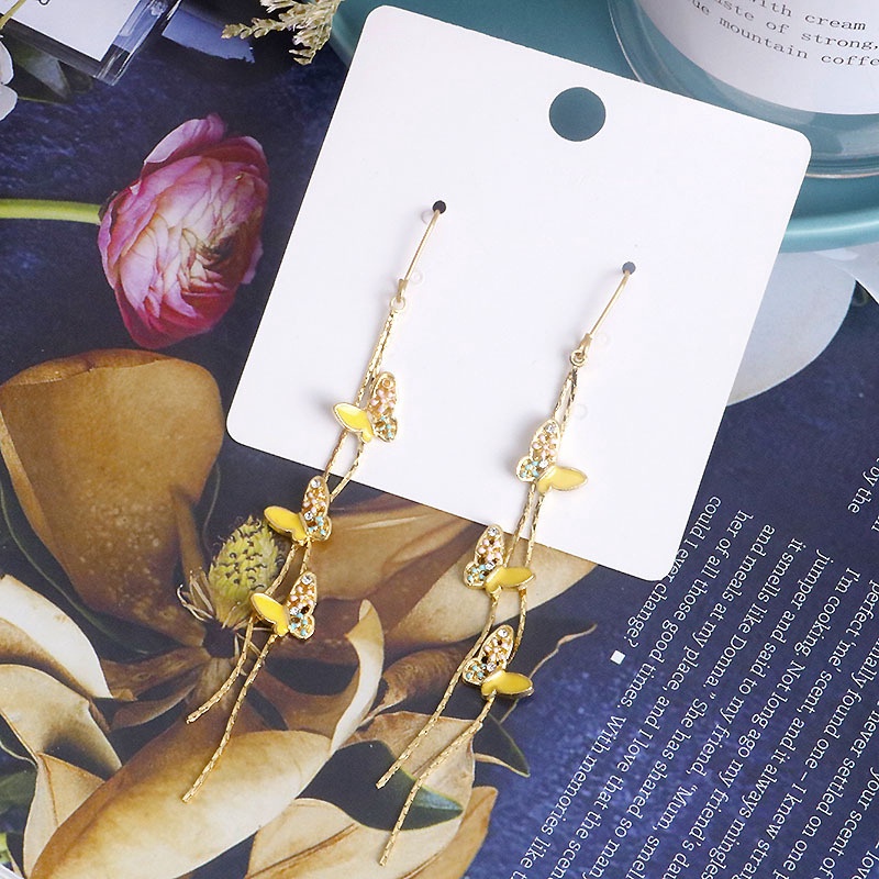 Khuyên tai dài tua rua hình bướm thời trang xinh xắn cho nữ